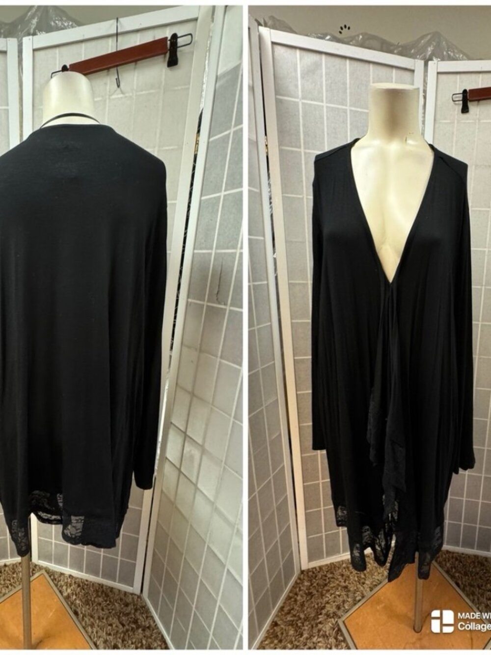 Super Soft,Woman,Spring Coat Cover,Black,Size 3X,Long Sleeve,V Neck,Rayon-Lace.!